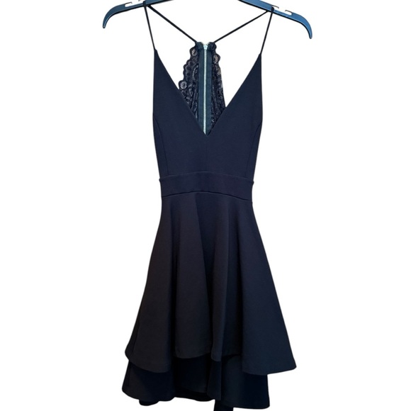 Windsor Hoco Black Lace Zip Back Spaghetti Strap Dress NWT - Picture 3 of 11